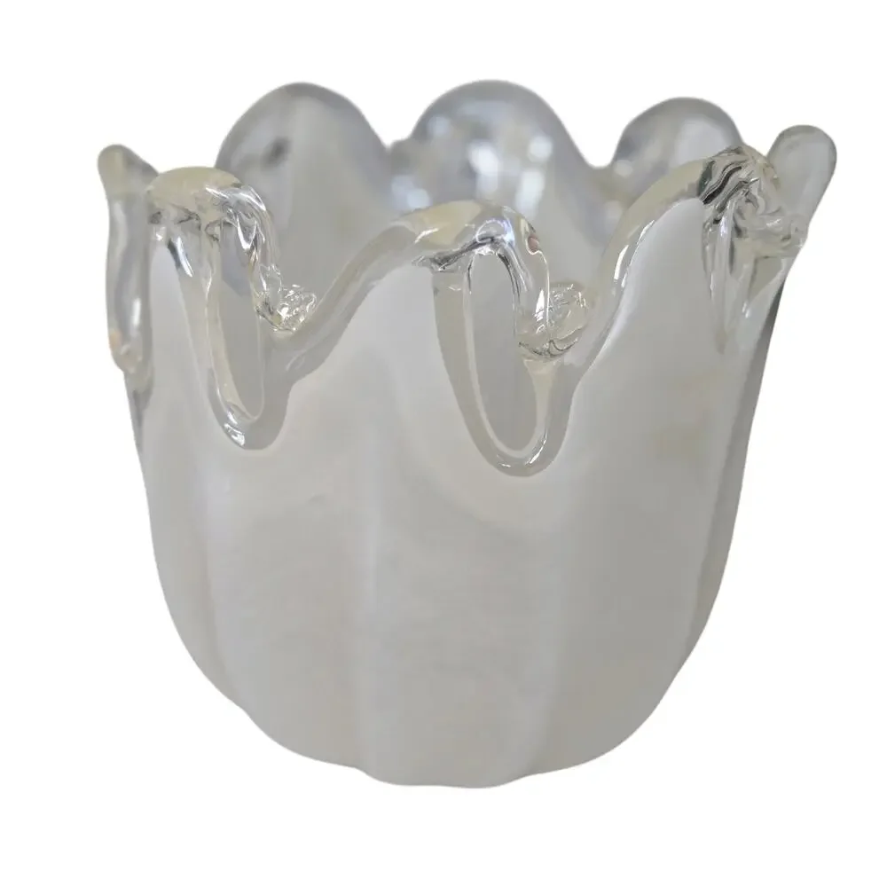 Murano White Crystal Italian‎ Vase Hand Made in Italy
